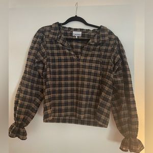 Ganni plaid top size 34